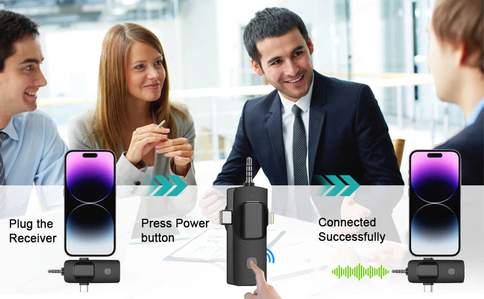 PROSOUND  Professional 4 in 1 Wireless Lavalier Microphone for iPhone Android
