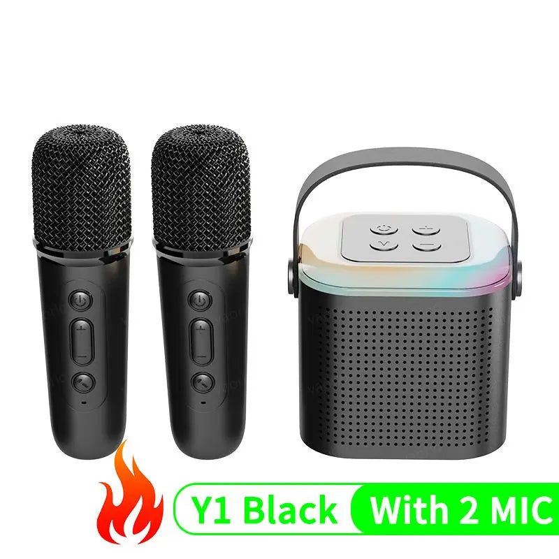 VAORLO   wireless Dual Microphones Karaoke Machine  System Bluetooth 5.3 PA Speaker HIFI Stereo Surround RGB Colorful LED Light
